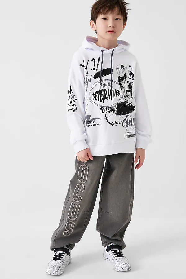 Брюки текстильные джинсовые для мальчиков PLAYTODAY, черный - фото 2