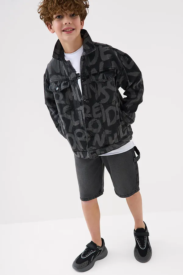 Шорты текстильные джинсовые для мальчиков PLAYTODAY, черный - фото 2