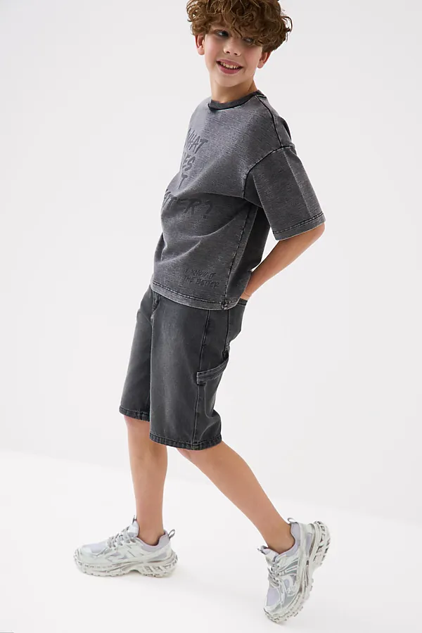 Шорты текстильные джинсовые для мальчиков PLAYTODAY, черный - фото 2