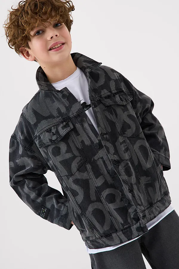 Куртка текстильная джинсовая для мальчиков PLAYTODAY, черный - фото 2