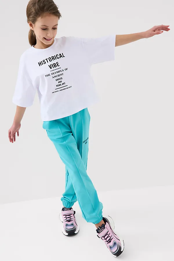 Фуфайка трикотажная для девочек (футболка) PLAYTODAY, белый - фото 2