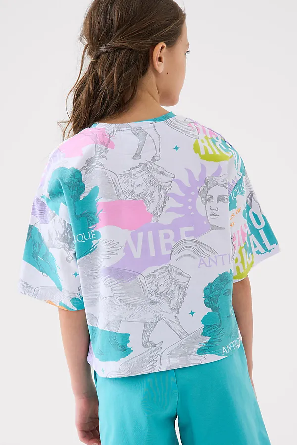 Фуфайка трикотажная для девочек (футболка) PLAYTODAY, разноцветный - фото 2