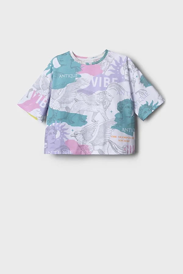 Фуфайка трикотажная для девочек (футболка) PLAYTODAY, разноцветный - фото 2