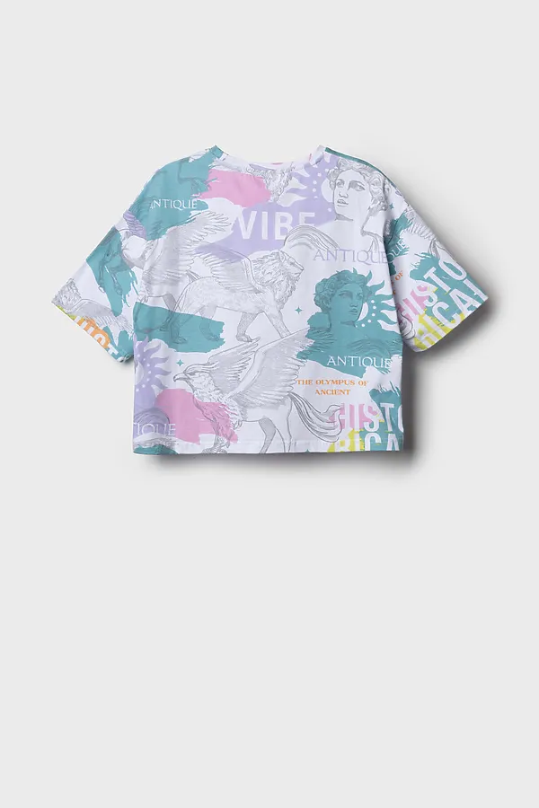 Фуфайка трикотажная для девочек (футболка) PLAYTODAY, разноцветный - фото 2