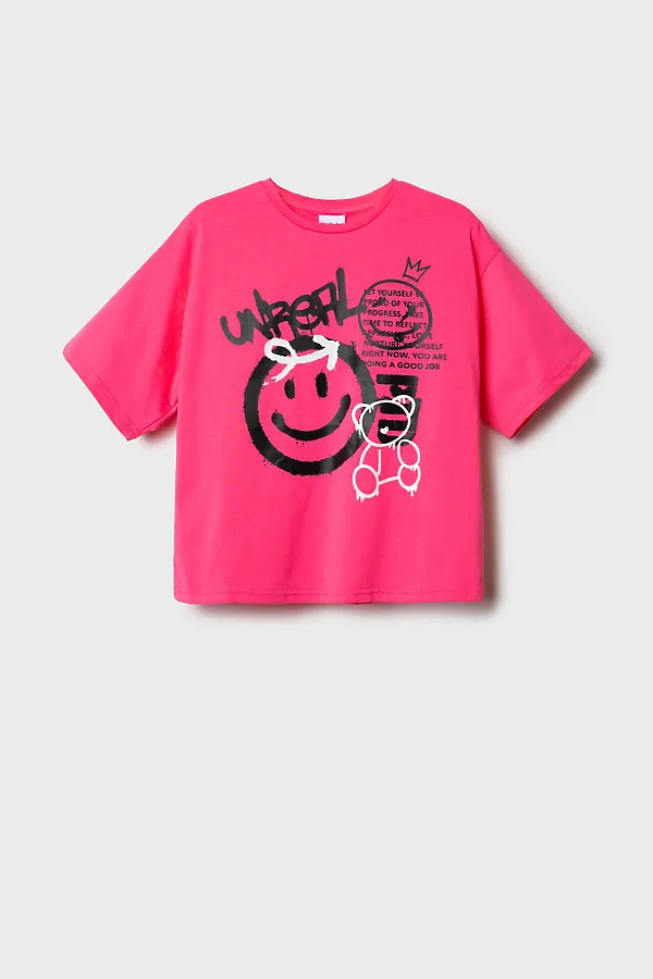 Фуфайка трикотажная для девочек (футболка) PLAYTODAY, розовый - фото 2