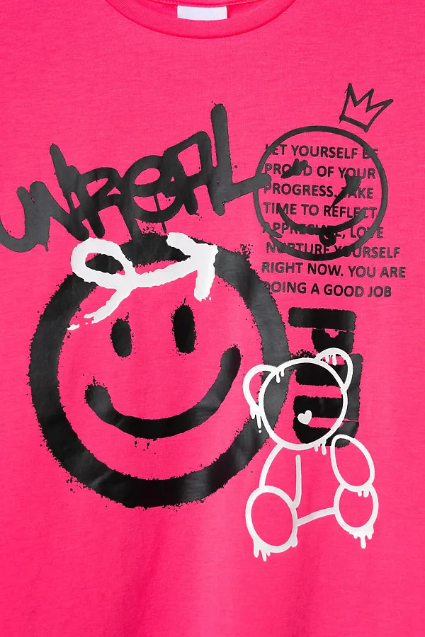 Фуфайка трикотажная для девочек (футболка) PLAYTODAY, розовый - фото 2