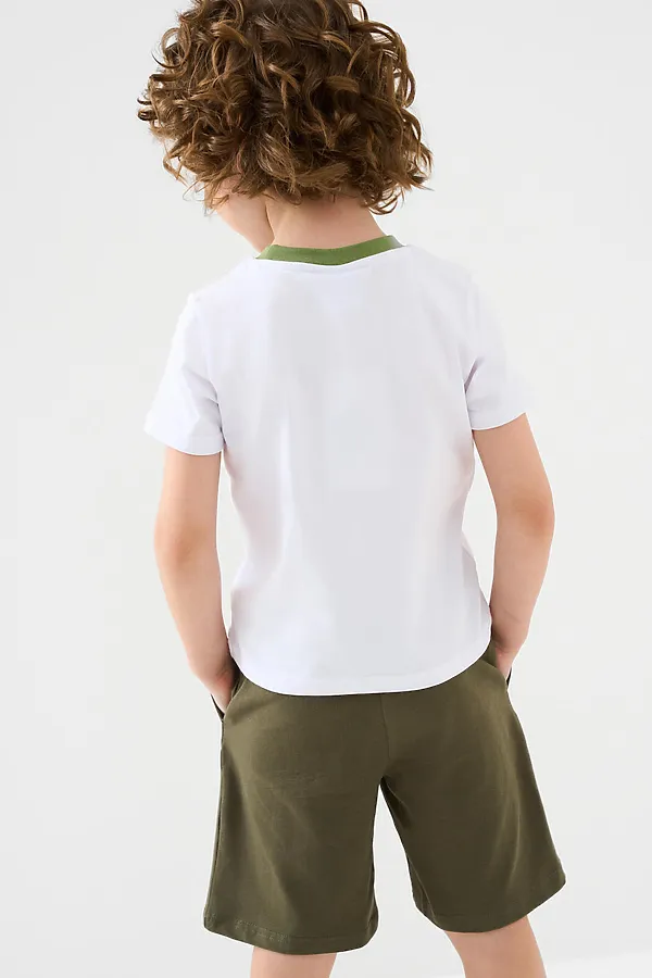 Комплект трикотажный для мальчиков: фуфайка (футболка), шорты PLAYTODAY, белый,зеленый - фото 2