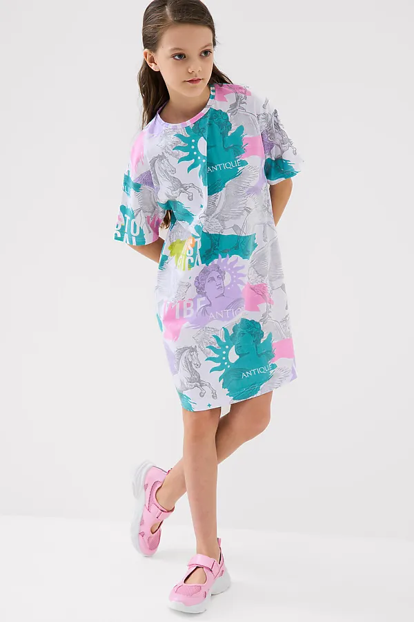 Платье трикотажное для девочек PLAYTODAY, разноцветный - фото 2
