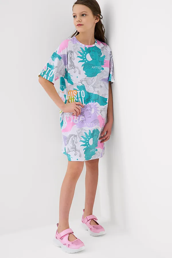Платье трикотажное для девочек PLAYTODAY, разноцветный - фото 2