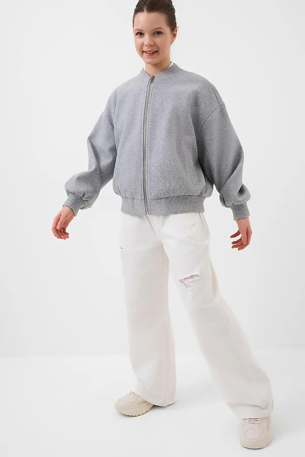 Куртка текстильная для девочек (бомбер) PLAYTODAY, серый - фото 2