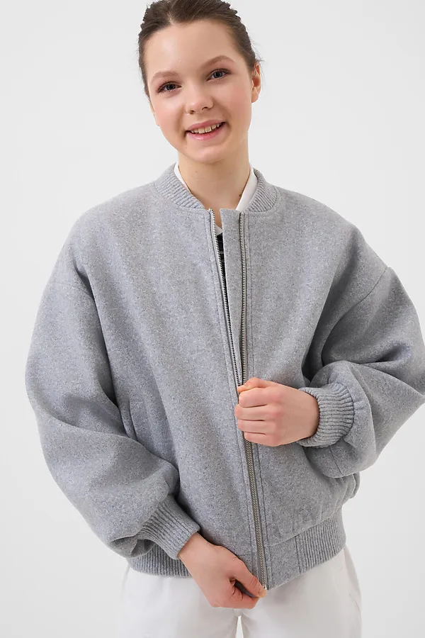 Куртка текстильная для девочек (бомбер) PLAYTODAY, серый - фото 2