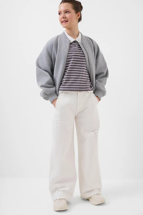 Куртка текстильная для девочек (бомбер) PLAYTODAY, серый - фото 2