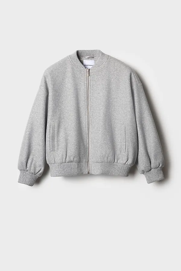Куртка текстильная для девочек (бомбер) PLAYTODAY, серый - фото 2