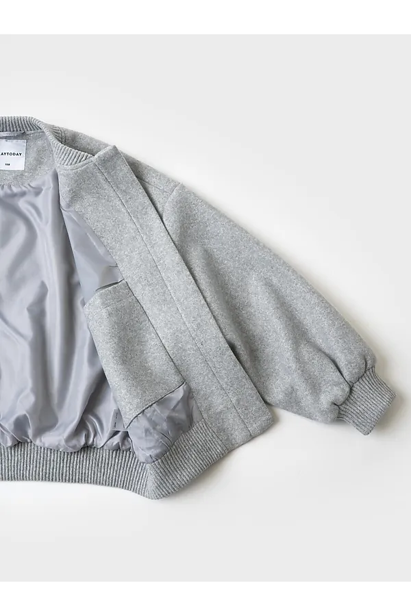 Куртка текстильная для девочек (бомбер) PLAYTODAY, серый - фото 2