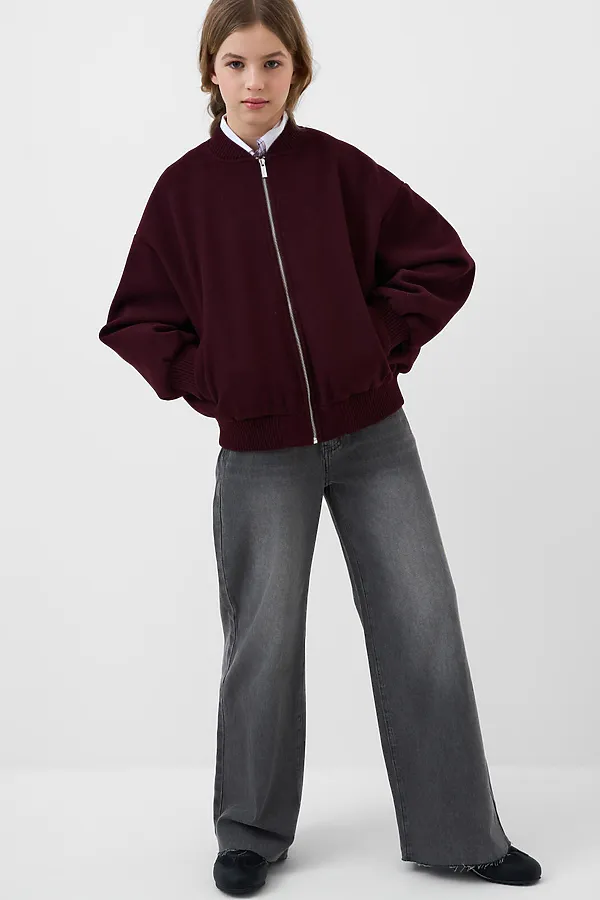 Куртка текстильная для девочек (бомбер) PLAYTODAY, бордовый - фото 2