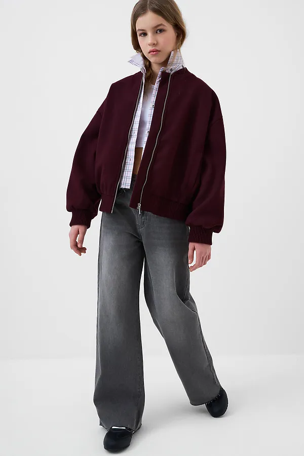 Куртка текстильная для девочек (бомбер) PLAYTODAY, бордовый - фото 2