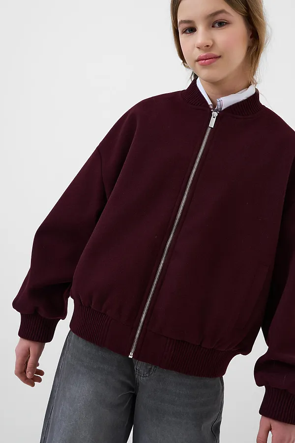 Куртка текстильная для девочек (бомбер) PLAYTODAY, бордовый - фото 2
