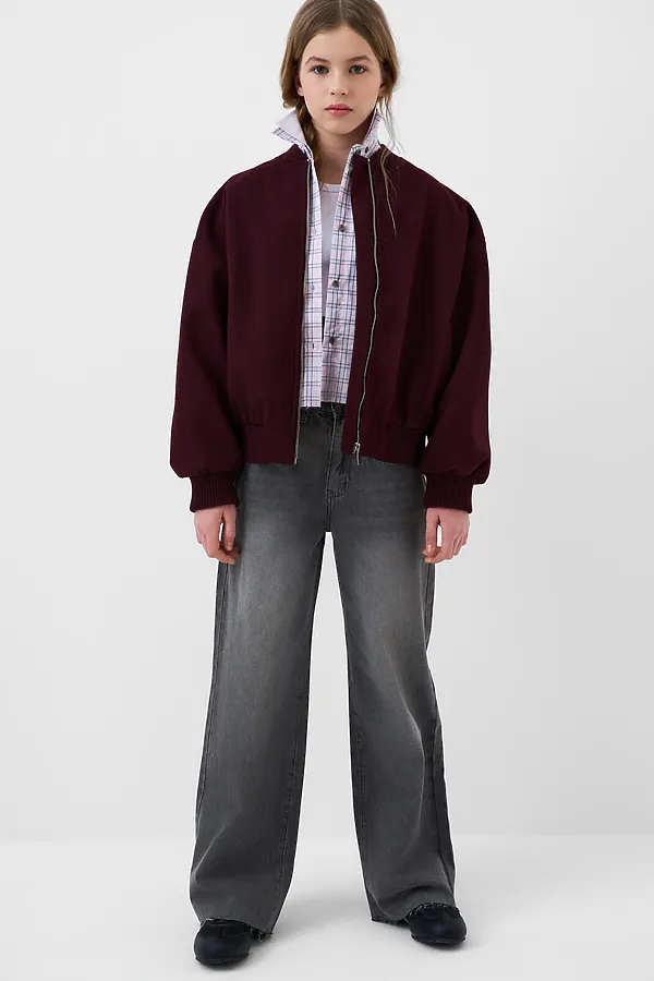 Куртка текстильная для девочек (бомбер) PLAYTODAY, бордовый - фото 2