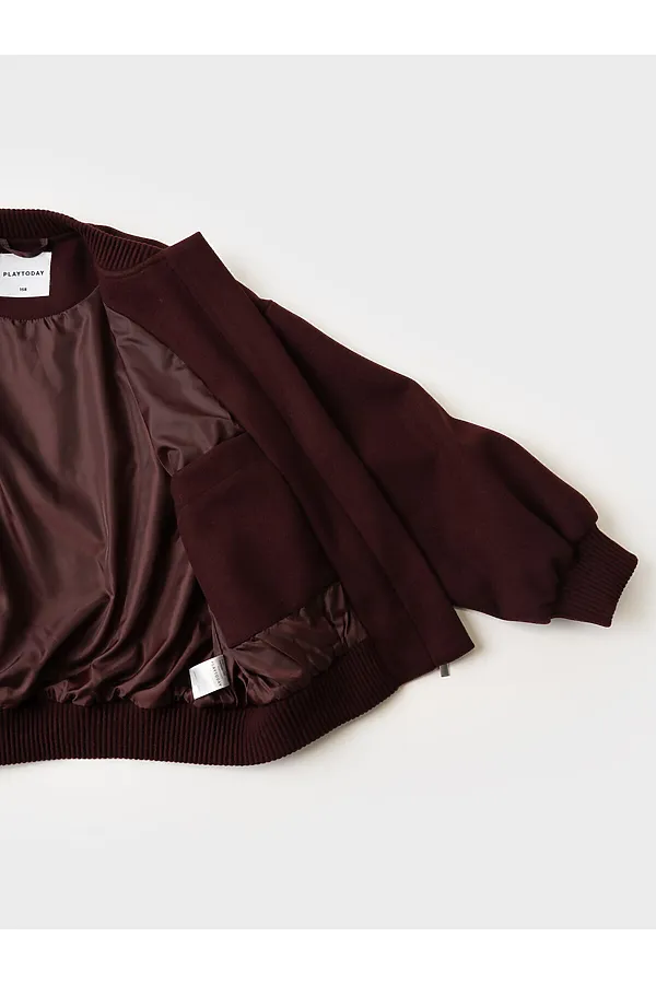 Куртка текстильная для девочек (бомбер) PLAYTODAY, бордовый - фото 2