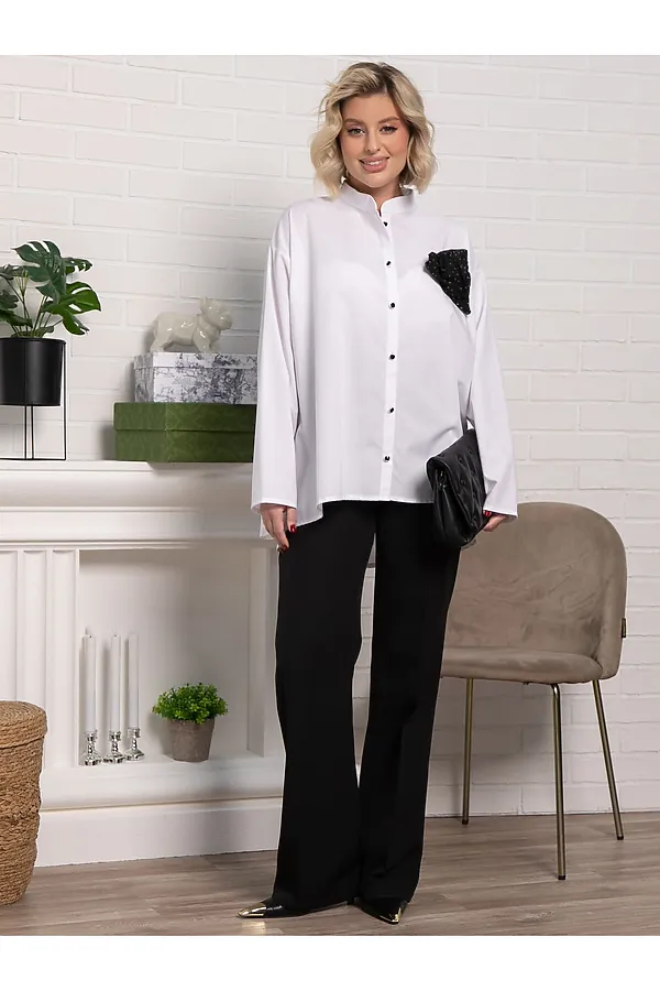 Блуза Луиза LADY TAIGA, бело-черная - фото 2