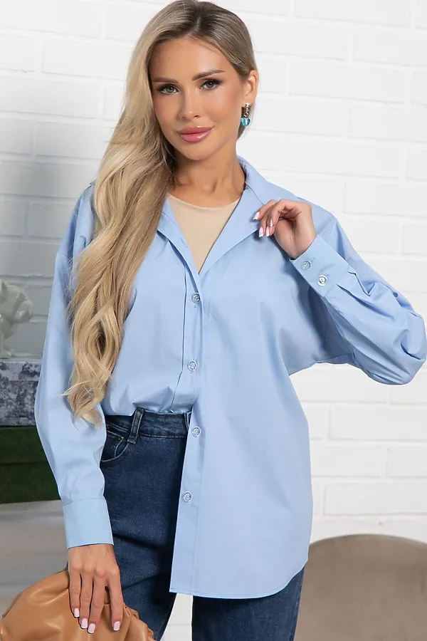 Рубашка хлопковая Рина LADY TAIGA, голубая - фото 2