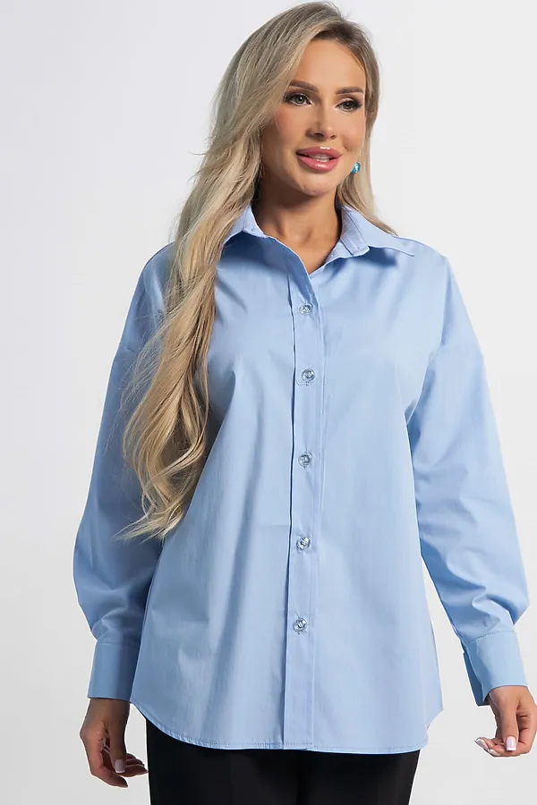 Рубашка хлопковая Рина LADY TAIGA, голубая - фото 2