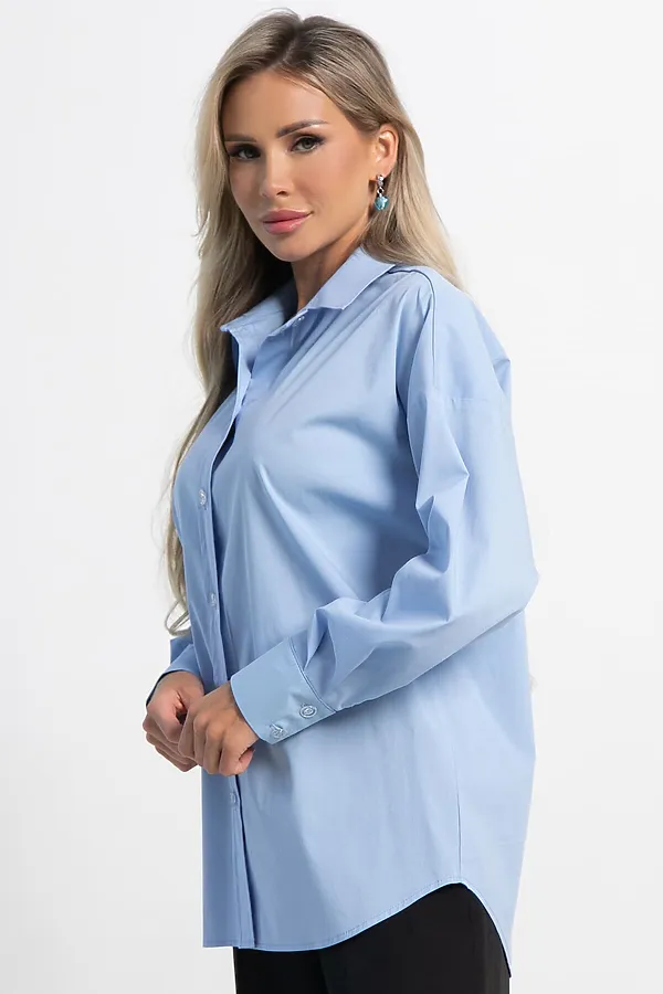 Рубашка хлопковая Рина LADY TAIGA, голубая - фото 2