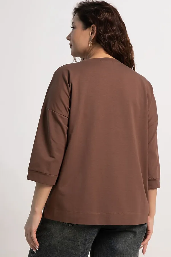 Блуза Цветочная рапсодия LADY TAIGA, коричневая - фото 2