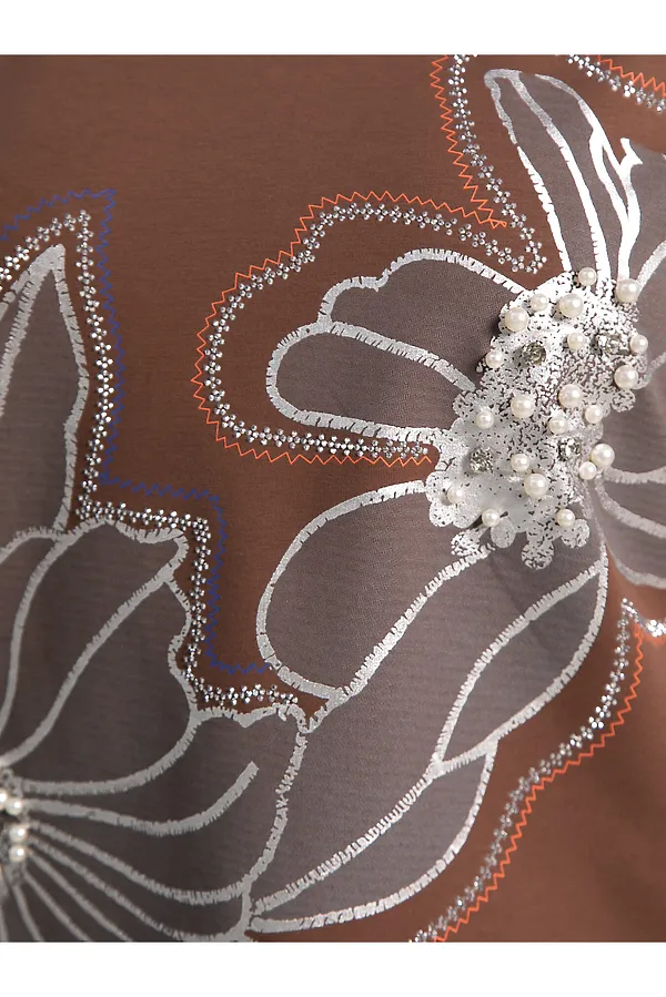 Блуза Цветочная рапсодия LADY TAIGA, коричневая - фото 2