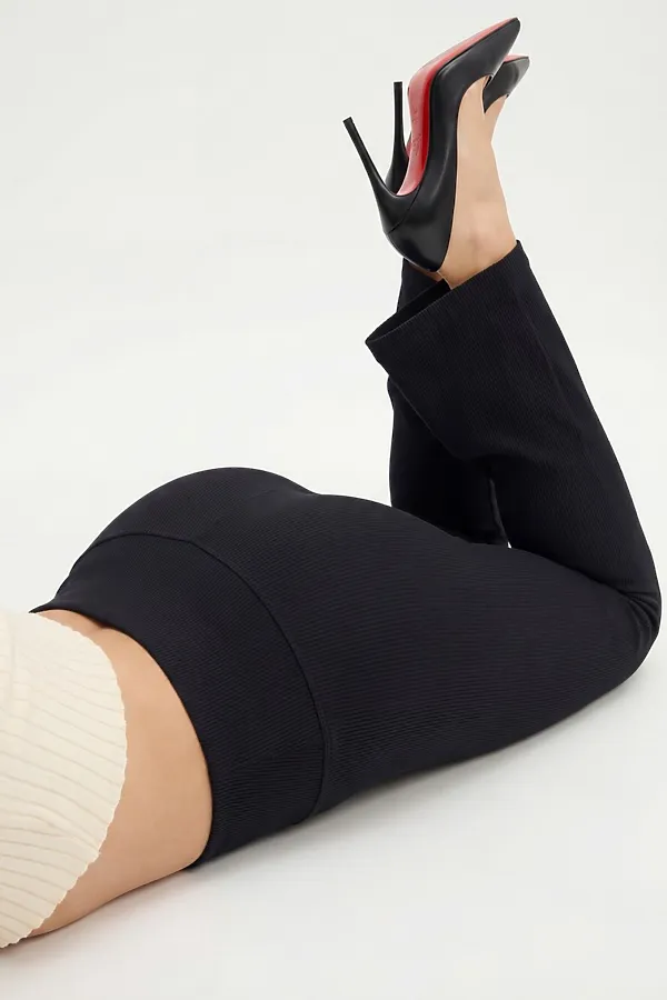 Легинсы расклешенные в рубчик женские черного цвета MTFORCE, черный - фото 2