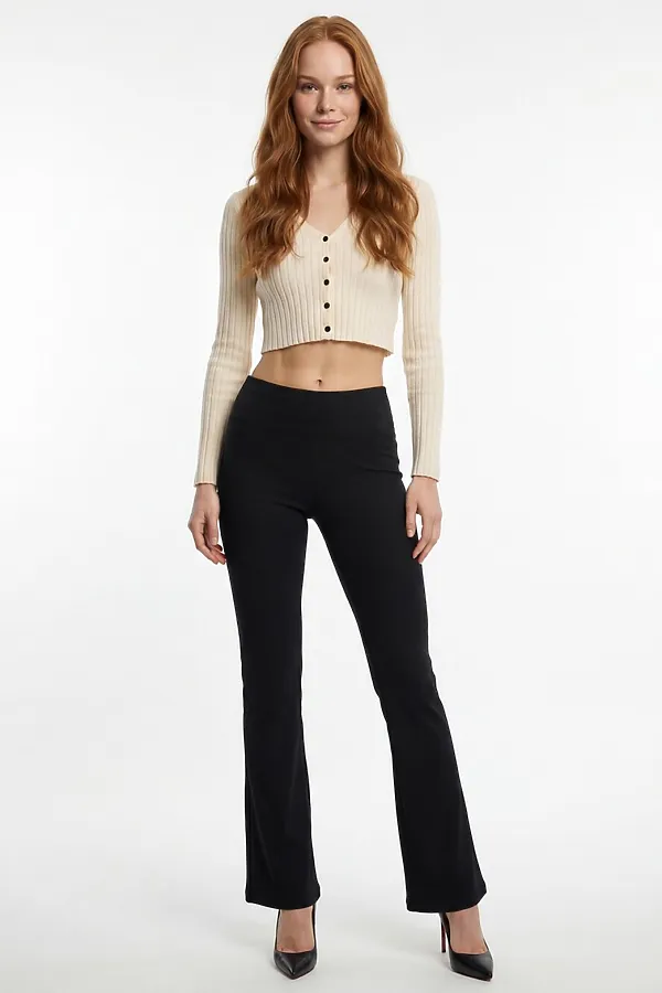 Легинсы расклешенные в рубчик женские черного цвета MTFORCE, черный - фото 2