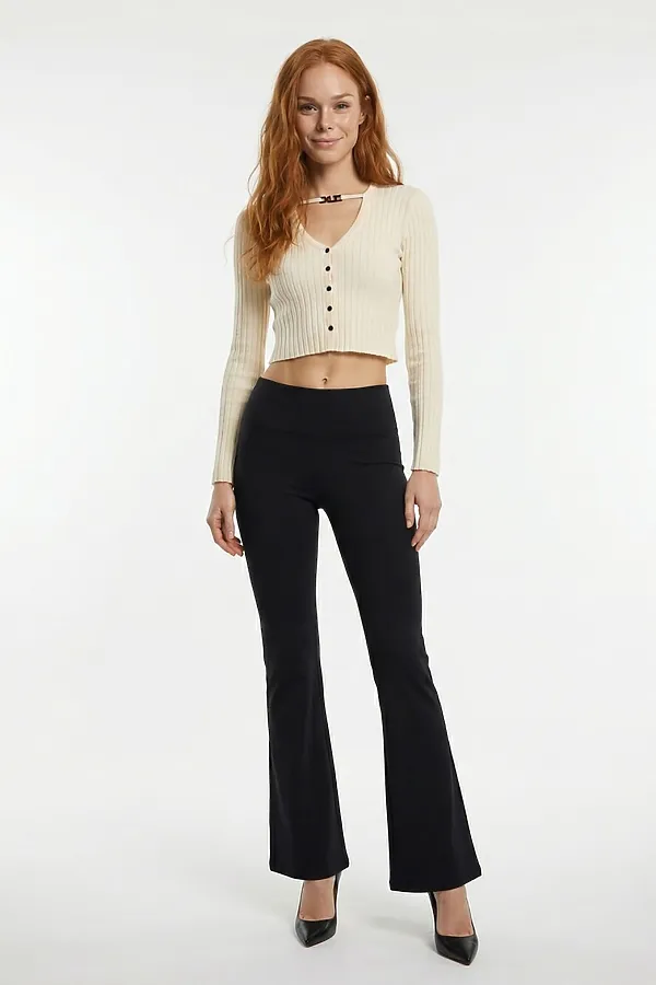 Легинсы расклешенные внизу женские черного цвета MTFORCE, черный - фото 2