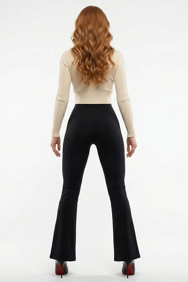 Легинсы расклешенные внизу женские черного цвета MTFORCE, черный - фото 2