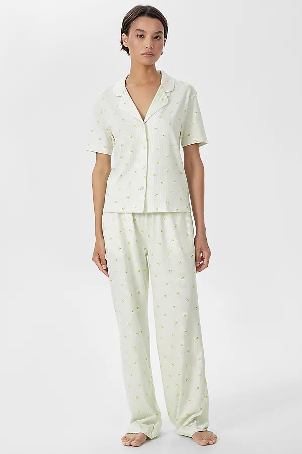 Брюки MARK FORMELLE, лимоны на мятной полоске - фото 2