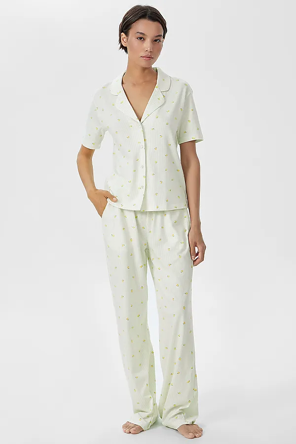 Брюки MARK FORMELLE, лимоны на мятной полоске - фото 2