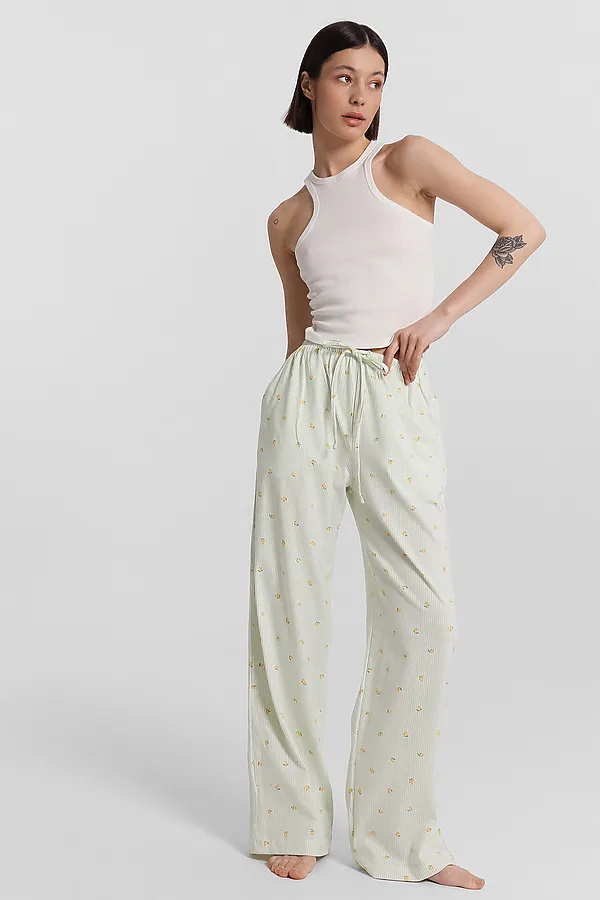 Брюки MARK FORMELLE, лимоны на мятной полоске - фото 2