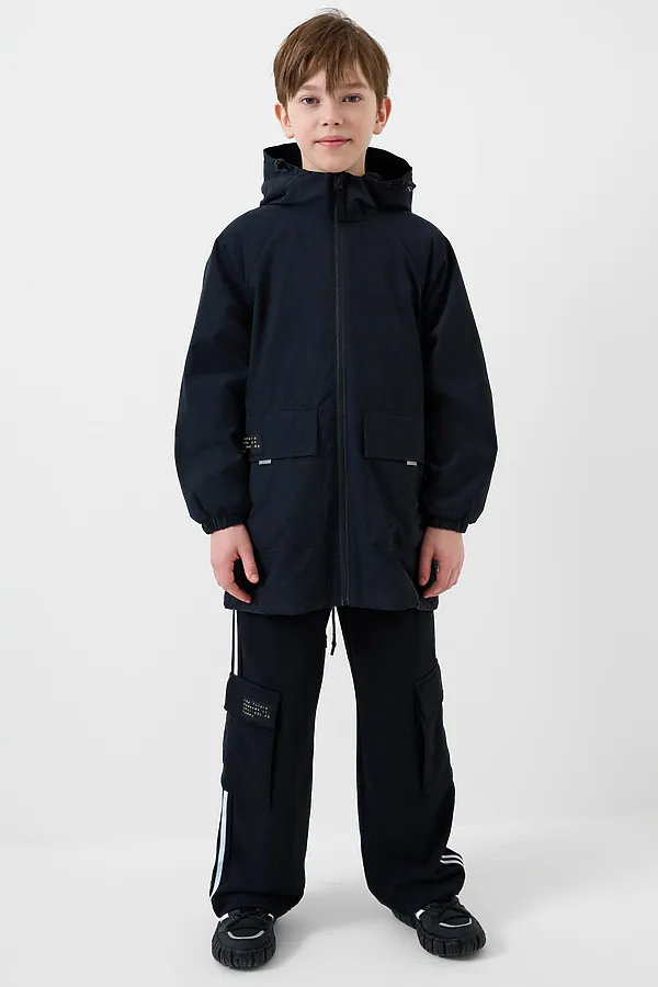 Плащ текстильный с полиуретановым покрытием для мальчиков PLAYTODAY, черный - фото 2