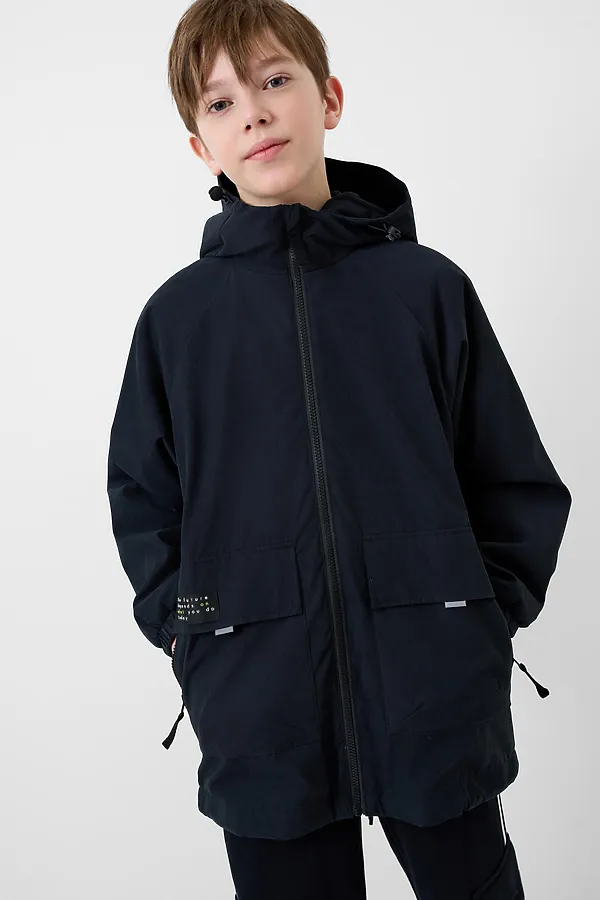 Плащ текстильный с полиуретановым покрытием для мальчиков PLAYTODAY, черный - фото 2