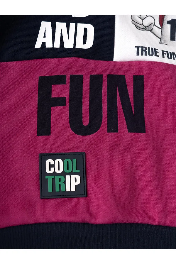 Комплект текстильный для мальчиков: брюки, толстовка PLAYTODAY, белый,малиновый,тёмно-синий - фото 2