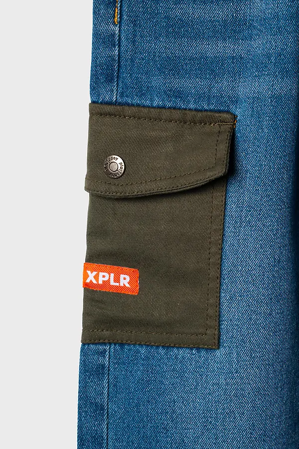 Брюки текстильные джинсовые для мальчиков PLAYTODAY, тёмно-синий,темно-зеленый - фото 2