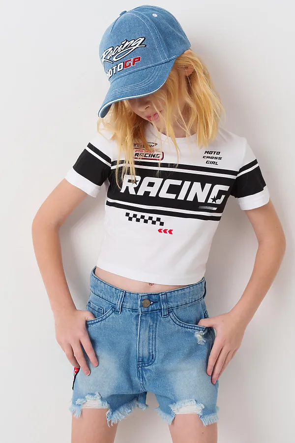 Шорты текстильные джинсовые для девочек PLAYTODAY, синий - фото 2