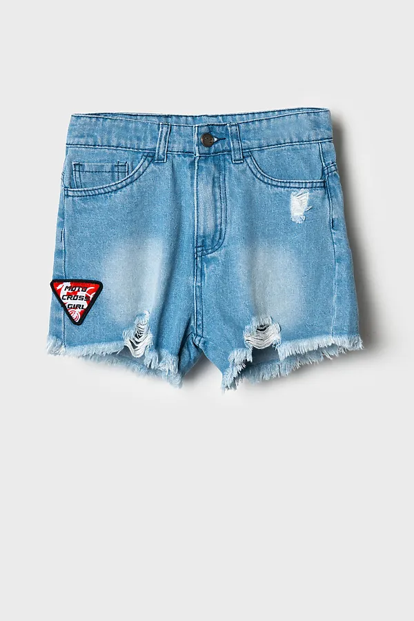 Шорты текстильные джинсовые для девочек PLAYTODAY, синий - фото 2