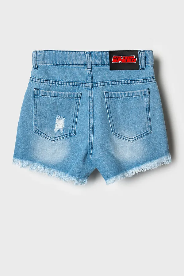 Шорты текстильные джинсовые для девочек PLAYTODAY, синий - фото 2