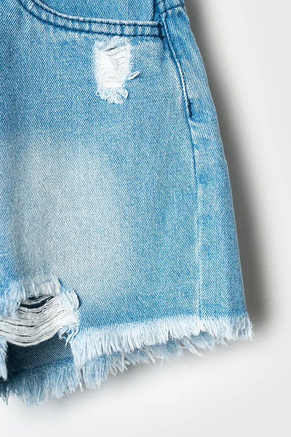 Шорты текстильные джинсовые для девочек PLAYTODAY, синий - фото 2