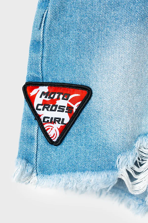 Шорты текстильные джинсовые для девочек PLAYTODAY, синий - фото 2