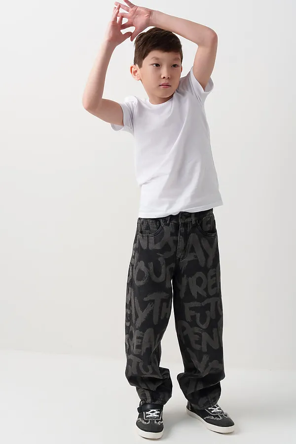 Брюки текстильные джинсовые для мальчиков PLAYTODAY, черный - фото 2