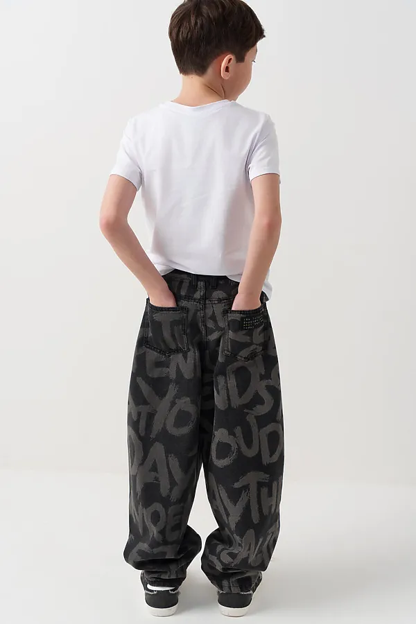 Брюки текстильные джинсовые для мальчиков PLAYTODAY, черный - фото 2