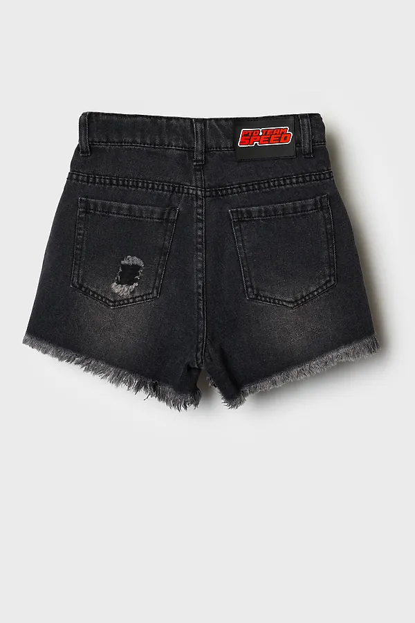 Шорты текстильные джинсовые для девочек PLAYTODAY, черный - фото 2