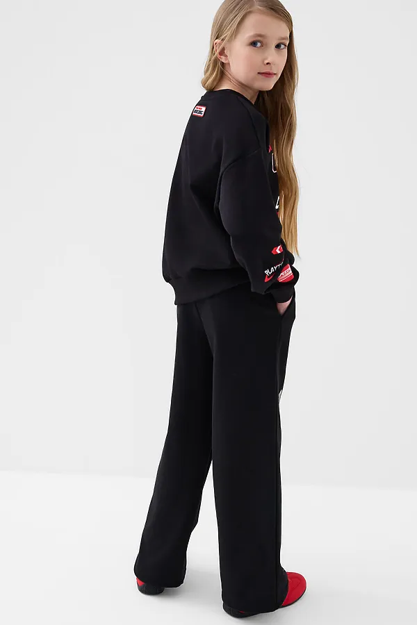 Брюки трикотажные для девочек PLAYTODAY, черный - фото 2