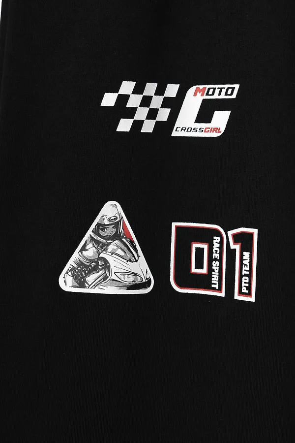 Брюки трикотажные для девочек PLAYTODAY, черный - фото 2